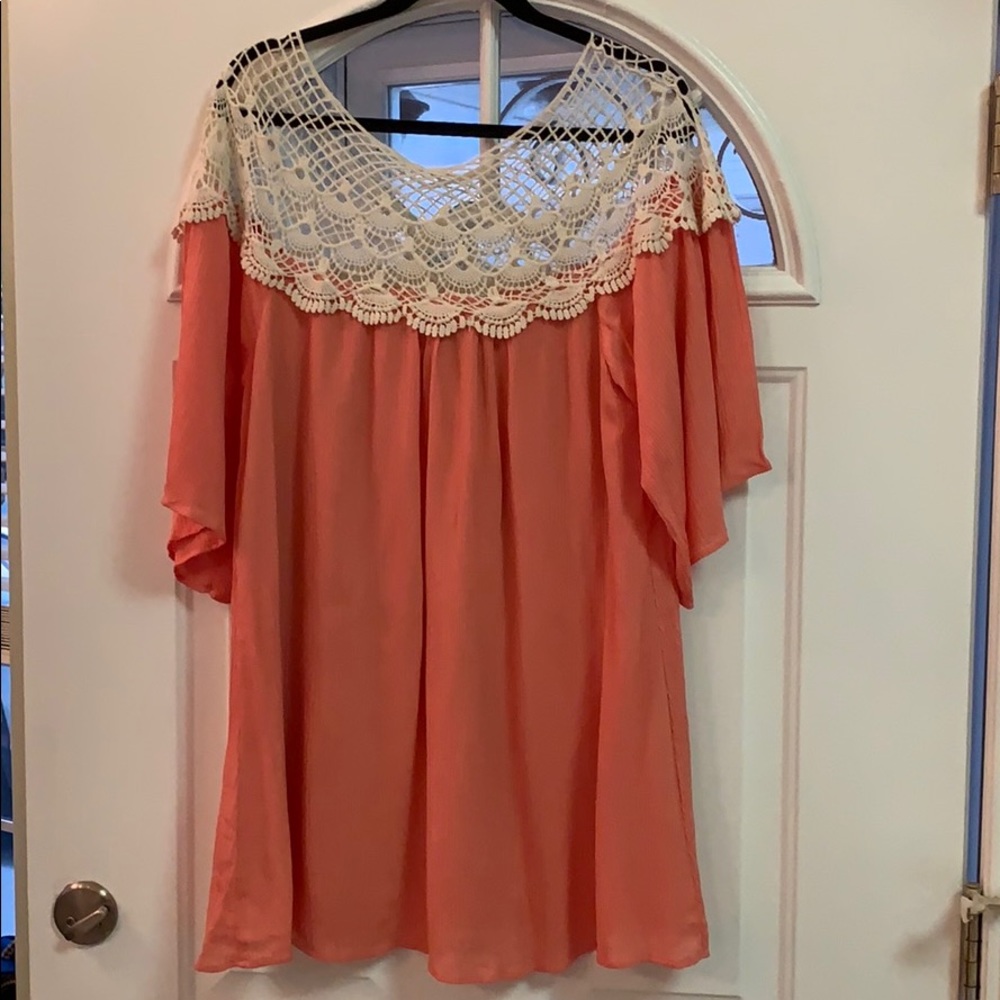 NWT!{Jodifl}Sz S Crinkly Peach Shift Dress